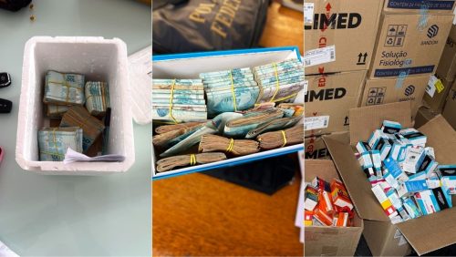 Dinheiro foi apreendido na casa de um dos sócios de uma empresa investigada — Foto: PRF/Divulgação