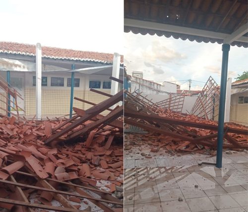 Teto de escola desabou em São Fernando, no interior do RN — Foto: Redes sociais