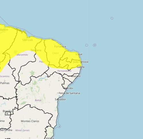 Chuvas atingem todas as cidades do RN, segundo alerta do Inmet — Foto: Divulgação/Inmet