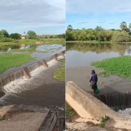 Barragem Apanha Peixe é um dos que sangrou no RN — Foto: Alexandre Barbosa/Divulgação/Igarn