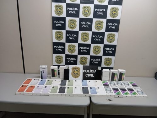 Carga recuperada de celulares pela Polícia Civil — Foto: Divulgação