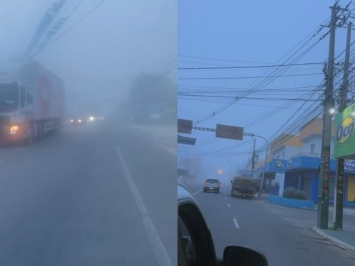 Névoa em Mossoró na manhã desta quinta-feira (11) — Foto: Reprodução