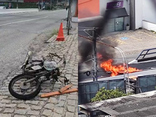Acidente aconteceu na Avenida Salgado Filho, em Lagoa Nova, em Natal — Foto: Foto 1: Brunno Rocha/Inter TV Cabugi | Foto 2: Redes sociais