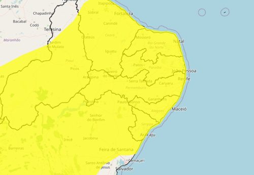 Alerta de vendaval do Inmet para todo o RN — Foto: Divulgação/Inmet