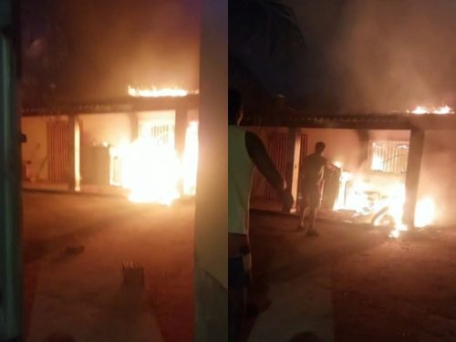 Incêndio atingiu casa na Zona Norte de Natal — Foto: Reprodução